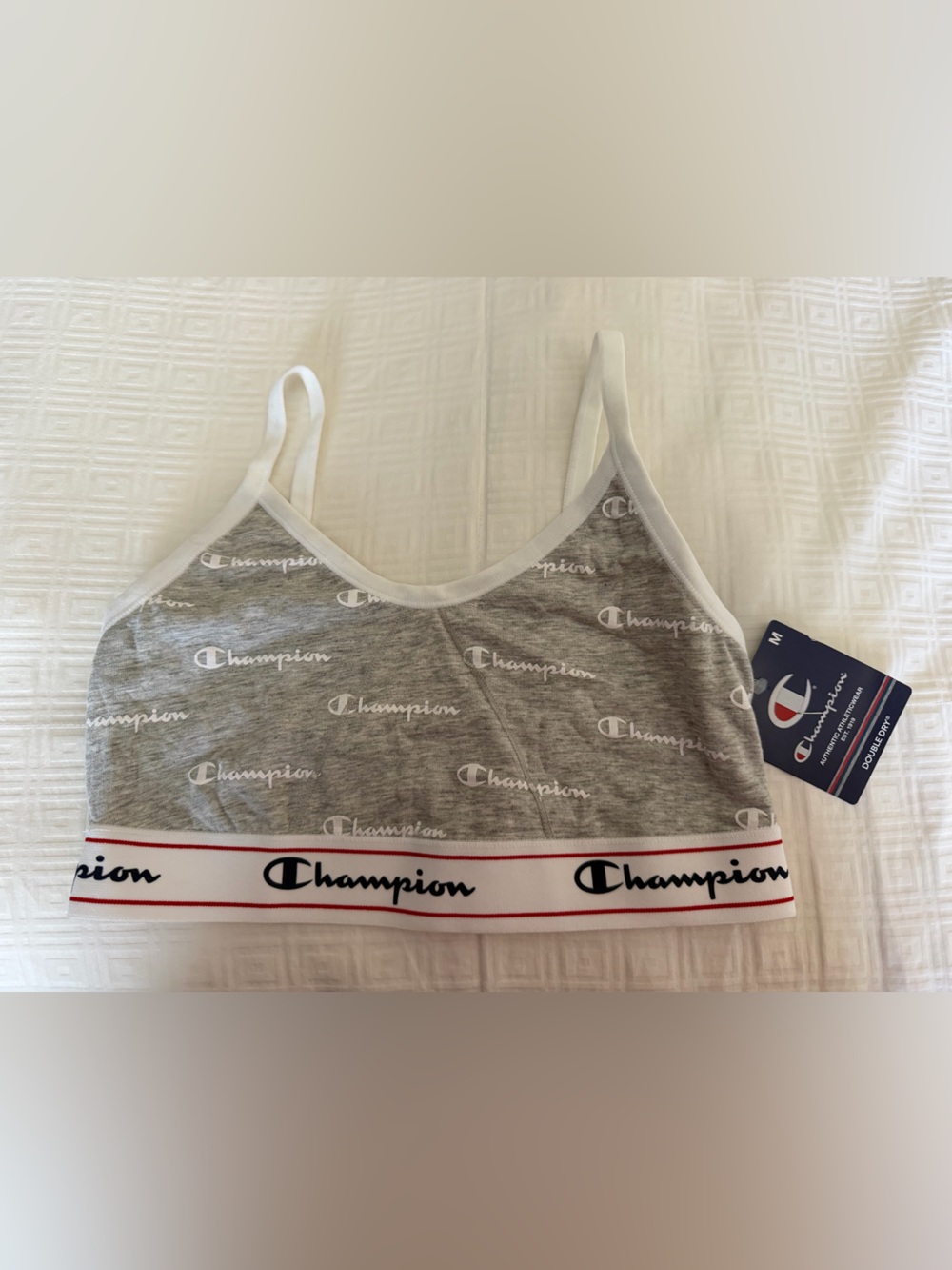 Champion Grey and White Logo Crop Bralette new with tags